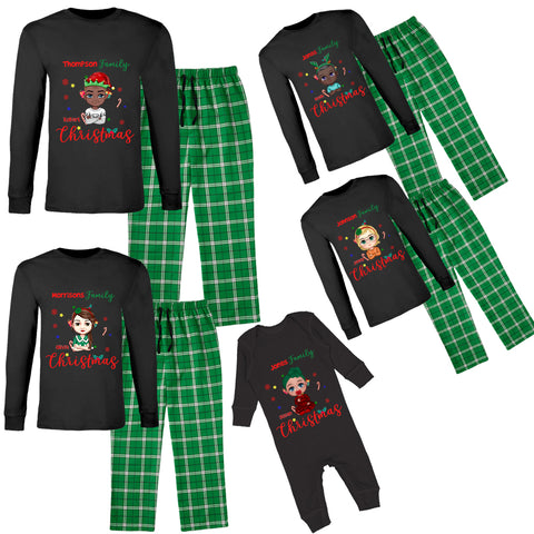 Personalized Family Name Matching Christmas Pajamas For Family