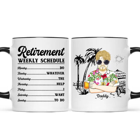 Retirement Weekly Schedule Funny Coffee Mugs For Dad