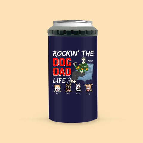 Rockin' The Dad Life Personalized Can Cooler Tumbler For Dog Lover