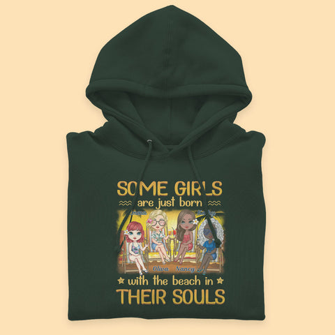 Some Girls Are Just Born With The Beach Personalized Sister Gift Shirt