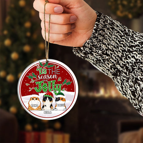 Tis The Season To Be Jolly Personalized Cat Ornaments