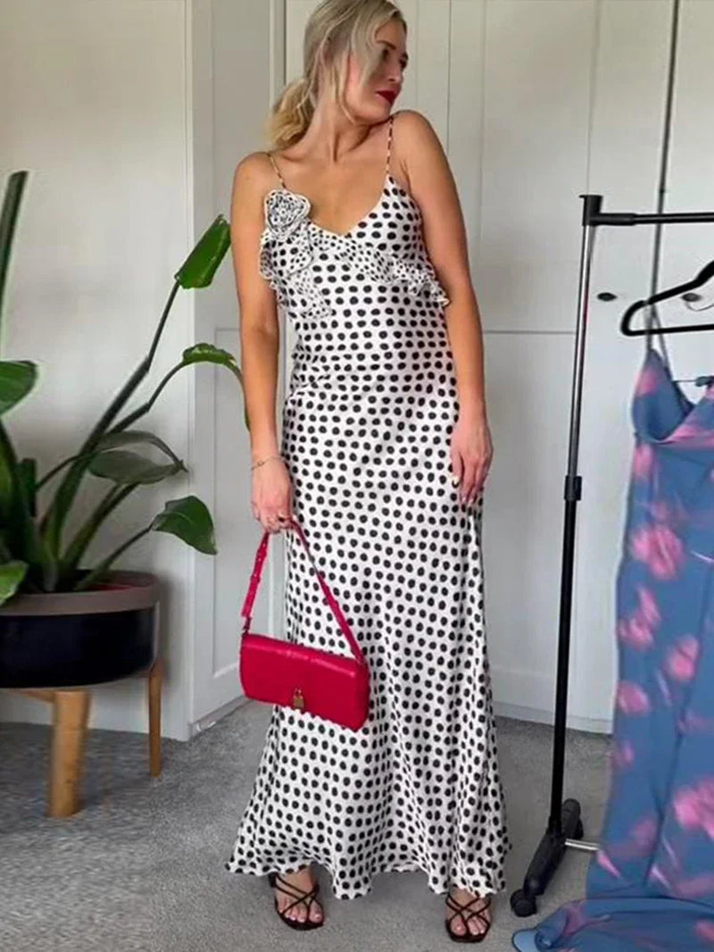 Stylish Floral Sling Dress with V-Neck and Ruffles - Image 4