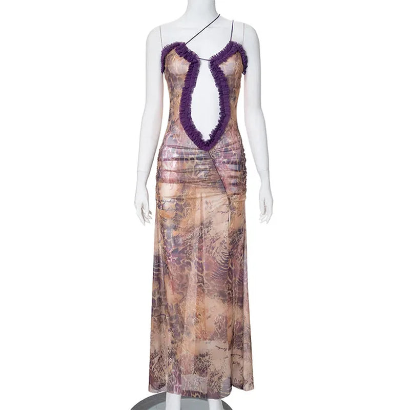 Sheer Mesh High Split Maxi Dress for Women - Image 5