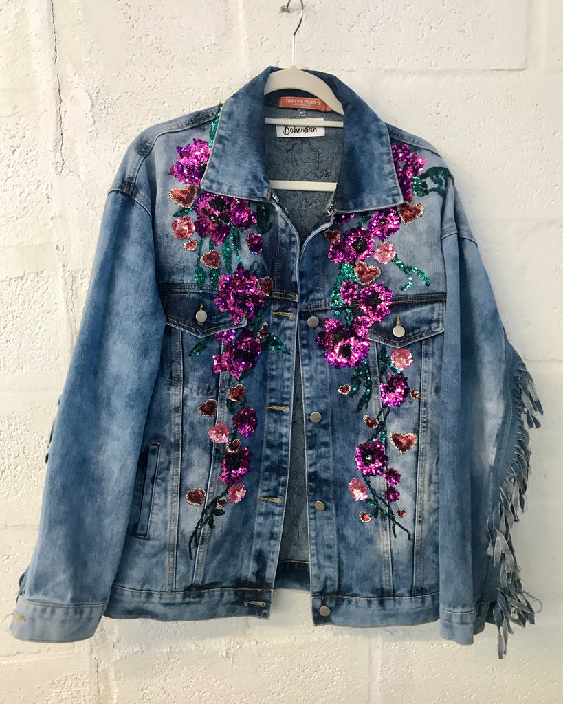 Angels Purple Denim Jacket OVERSIZED | Pachamama Bohemian