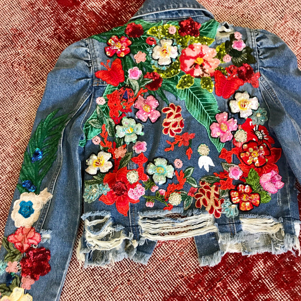 Evil eye sequin denim jacket | Pachamama Bohemian