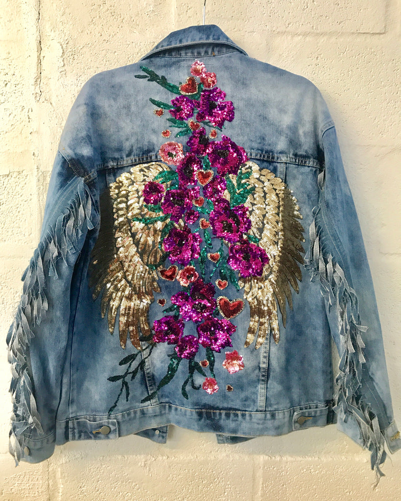 Angels Purple Denim Jacket OVERSIZED | Pachamama Bohemian