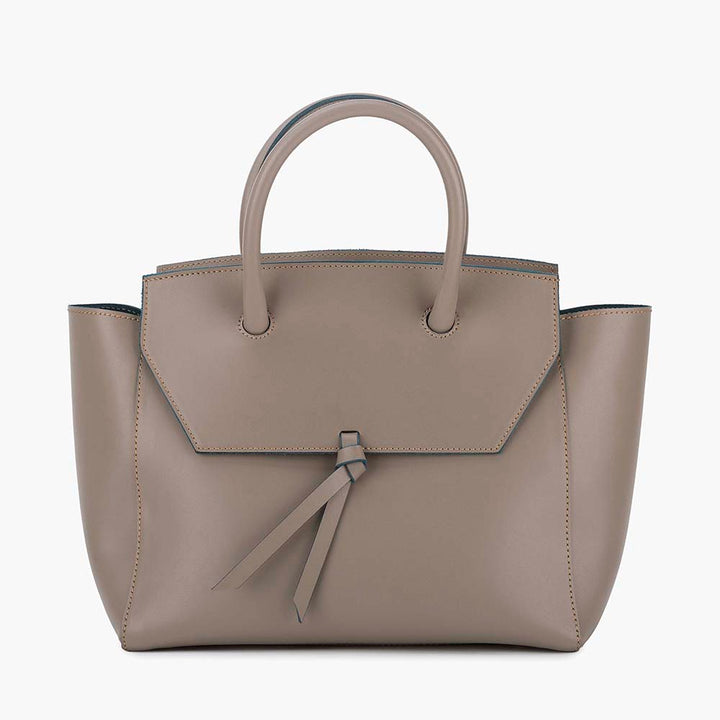 Loren Midi Leather Tote Bag - Fango by Alexandra de Curtis