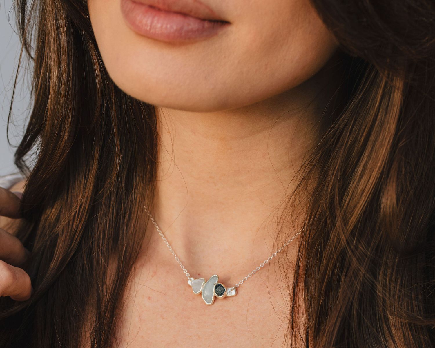 Birthstone Bud Duo Necklace, 2 stone mothers necklace