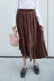 Pleated Velvet Maxi Skirt