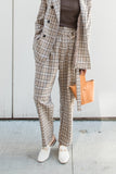 High-waisted Checker Straight Leg Pants