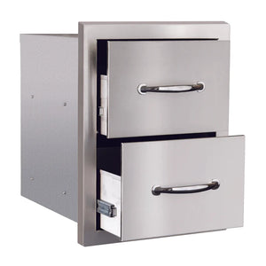 Summerset - 17" Stainless Steel Masonry Double Access Drawer - SSDR2-17M - Fireplace Trends