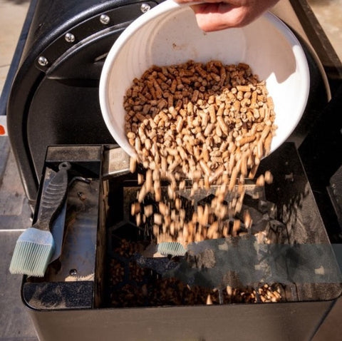 pellets going into hopper