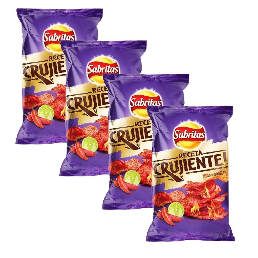 Sabritas Receta Crujiente Flamin' Hot Mexican chips, 4 BAGS (49 G) –  SnacksMexico