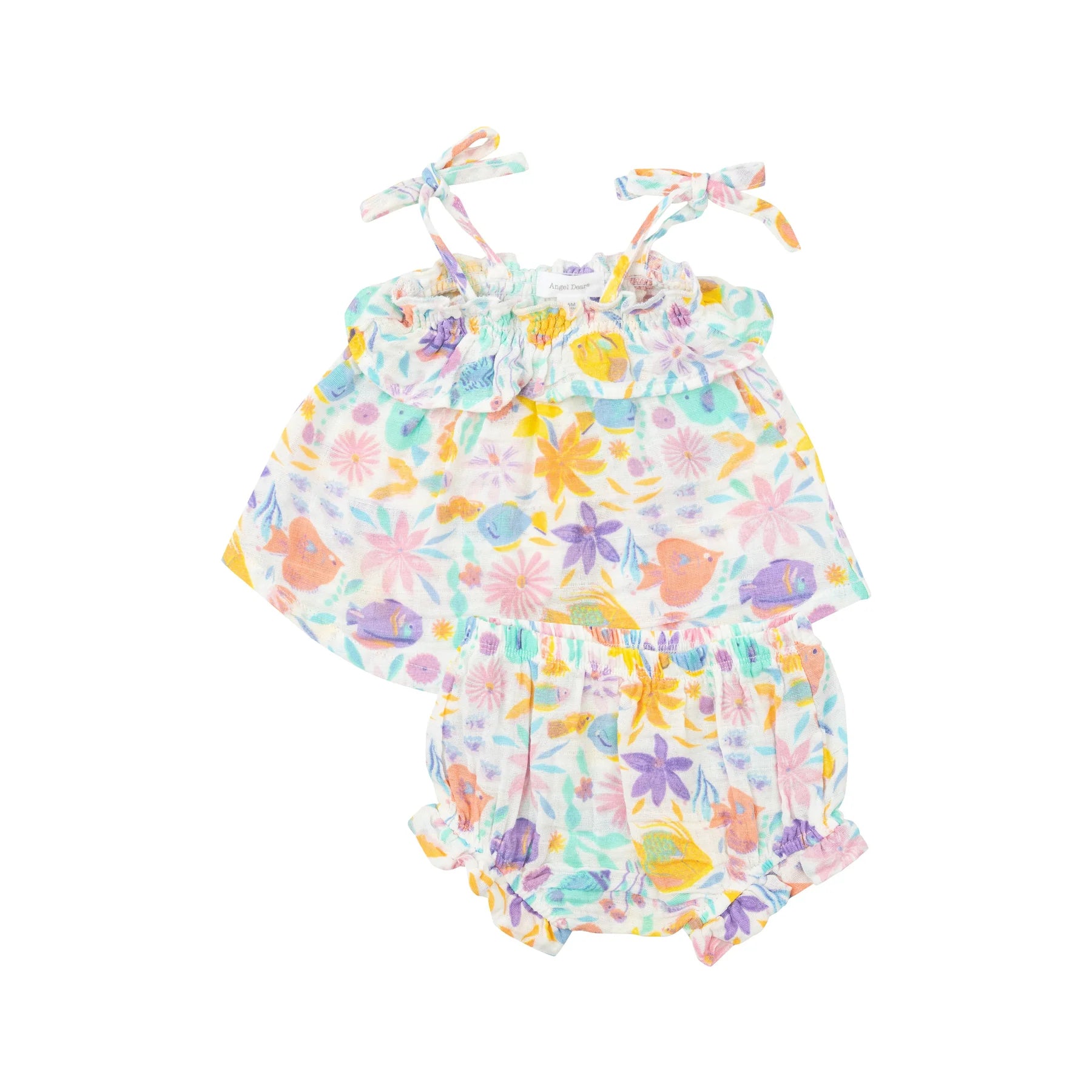 Angel Dear Ruffle Top & Bloomer | Tropical Fish Floral