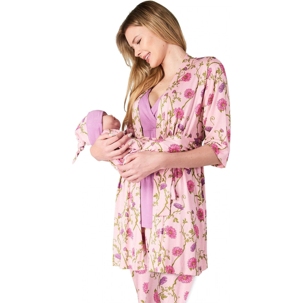 Everly Grey Analise During & After 5-piece Maternity/nursing Sleep Set In  Peony