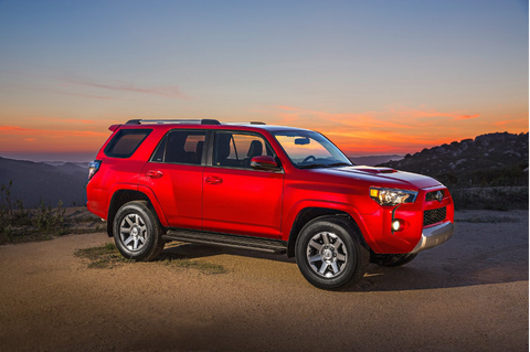 red Toyota 4Runner sunset mountain