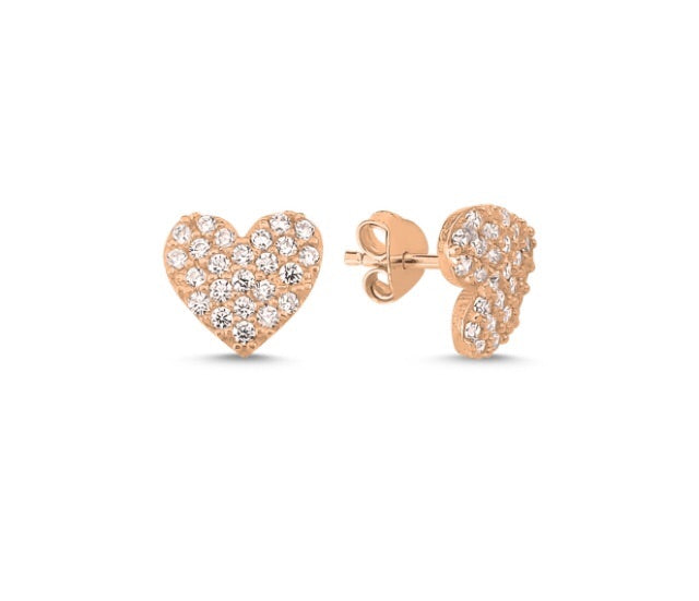 Lily Silver Love Heart Earring Studs – Byou Designs