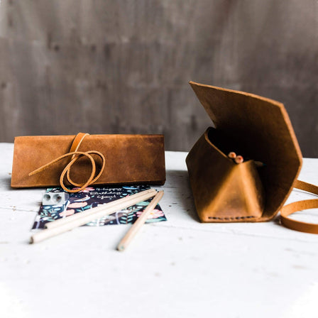 All Color: Canyon | leather brown tan artist pencil case handmade 