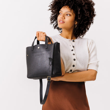 leather black handbag