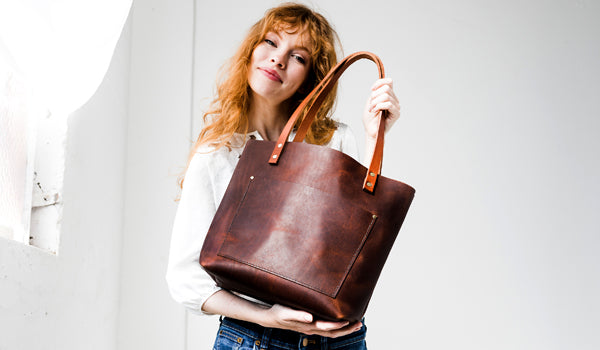 Pebble Grain Leather Small Square Tote Bag