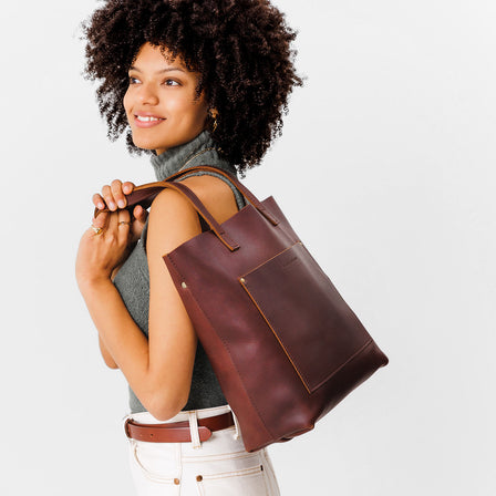 All Color: Cognac | handmade leather crossbody tote bag