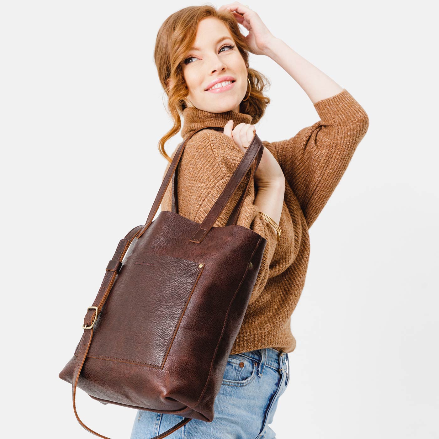 Almost Perfect' Medium Crossbody Tote, Cognac / Zipper