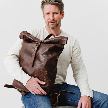 Brown leather backpack “Christopher”