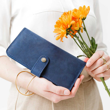 Leather Long Wallet Wristlet