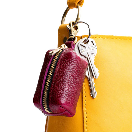 Orchid | Leather small keychain pouch