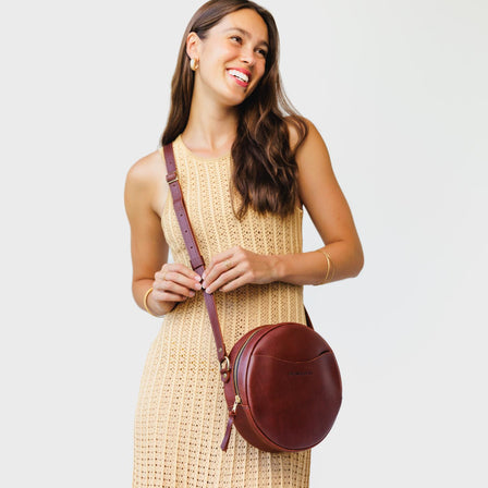 Cognac*Small | handmade leather purse circle bag