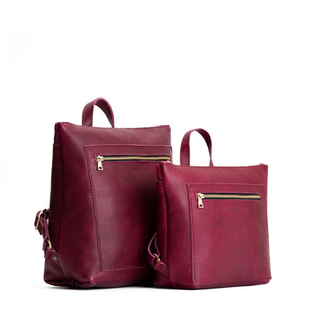 Orchid*Small | Small square slim leather tote backpack