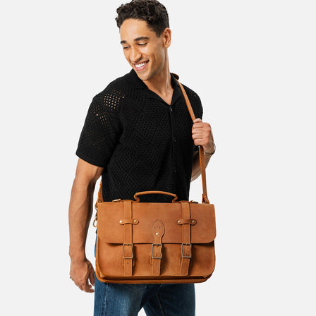 Portland Leather Modern Messenger Bag, Coldbrew