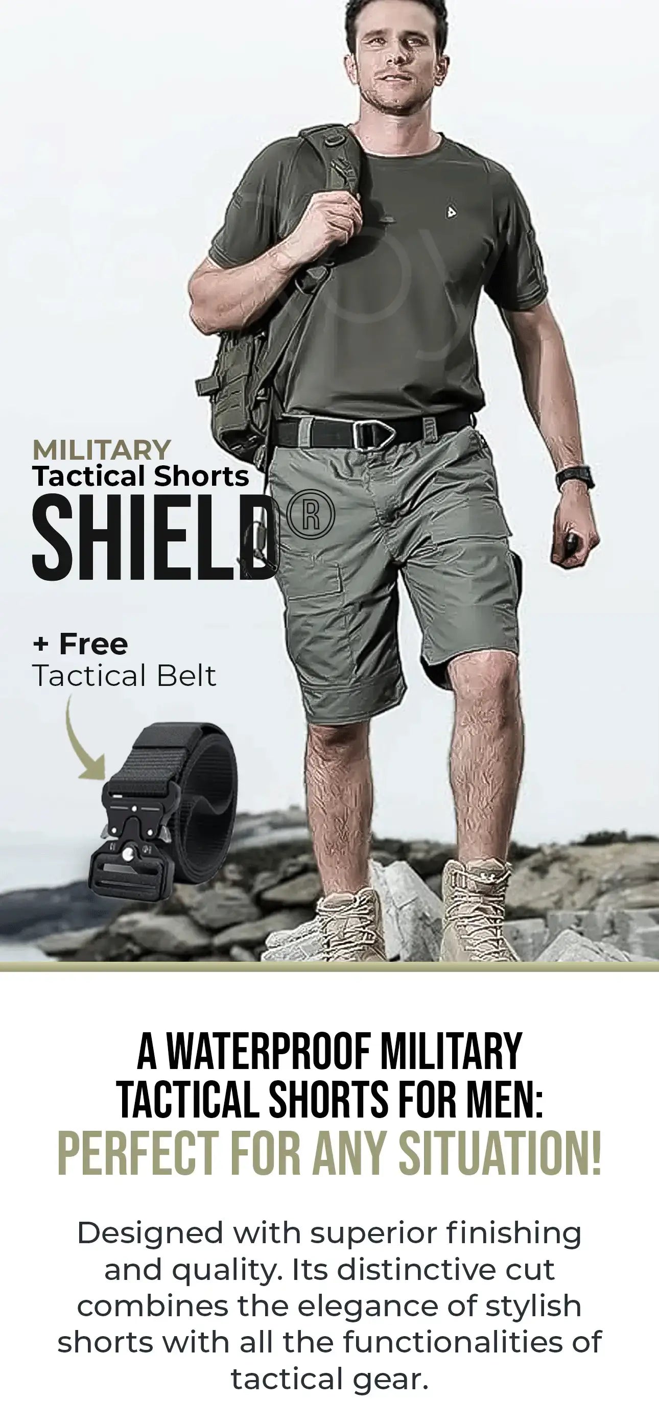 Military Tactical Shorts for Men Shield® (+ Free Tactical Belt)