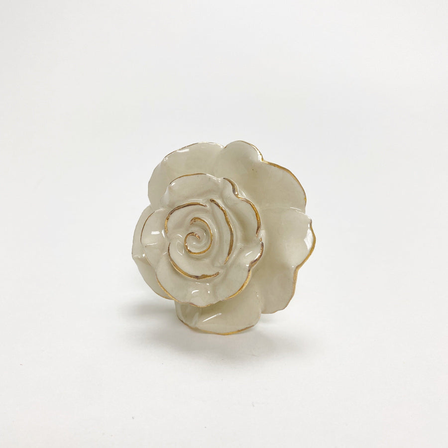 Ceramic Rounded Cream Flower Knob with a Antique Aged Metal Center and –  Purdy Hardware