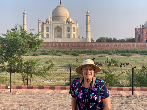 Front view of Taj Mahal, Agra across Yamuna River