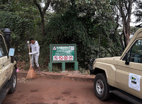 Beware baboons! Sign at entrance Ngorongoro Conservation Area, Tanzania