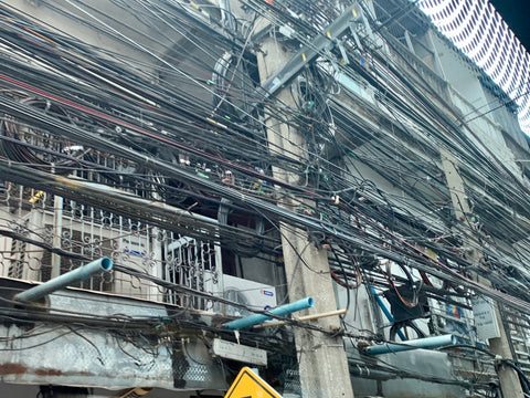 Wiring and cables Bangkok street, Thailand