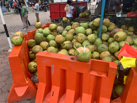 Coconut water stall at Batu Caves