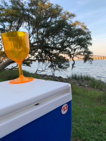 Picnic and wine at Wando River, Elsa Dixon, Daniel's Landing, Charleston, South Carolina