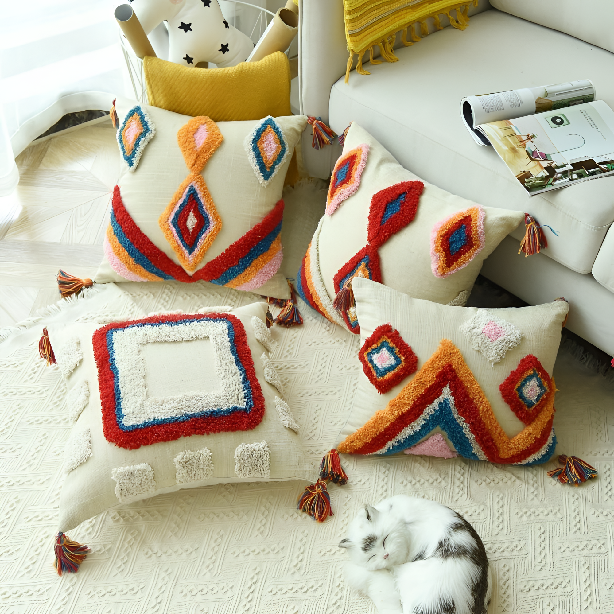 Textured Boho Tassel Pillows