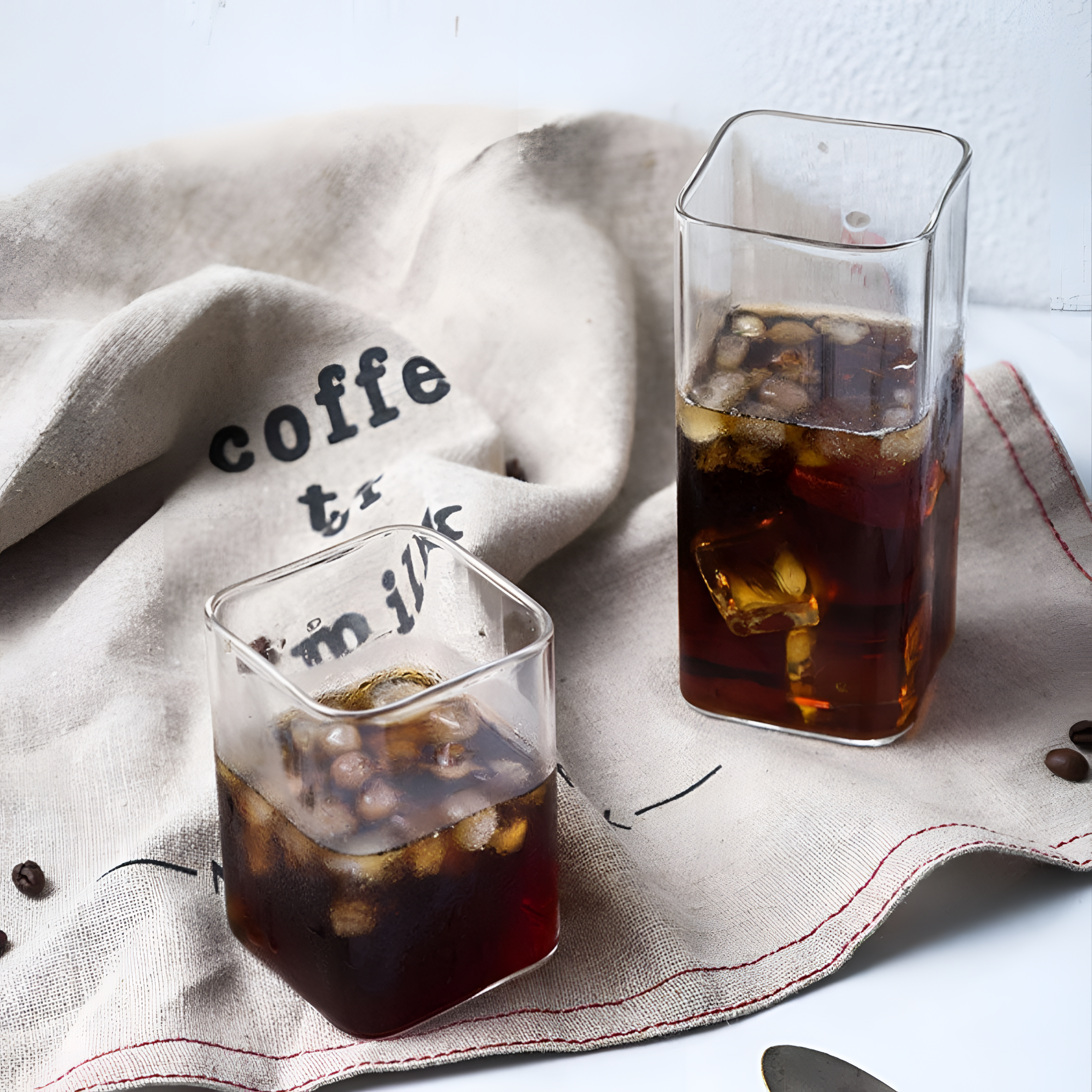 2 Square Glass Cup Set - 2 Pieces