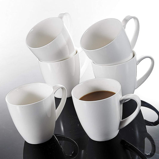 MALACASA Elisa Ivory White Porcelain 16 oz. Coffee Mug for Coffee, Tea,  Cocoa, Set of 6 ELISA-6MUGS - The Home Depot