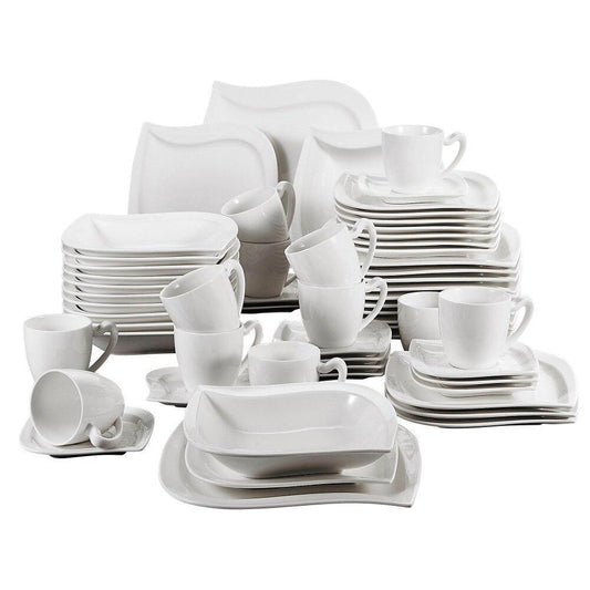 Series Blance 60-Piece Porcelain Dinner Set CupsSaucersDinner Soup