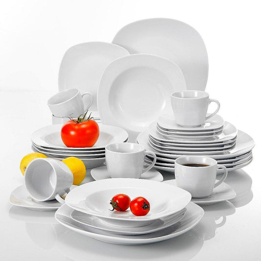 Series Elisa 48-Piece Porcelain Dinner Set Cereal Bowls Dinner