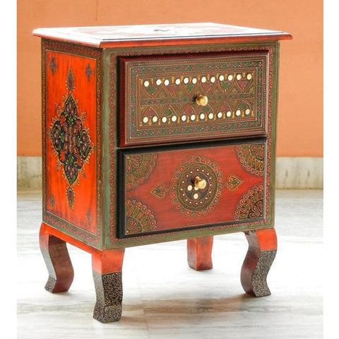 SASI Indian Solid Mango Wooden Hand Carved Side Table