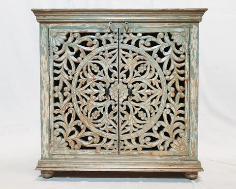 Indian Rustic Hand Carved Doors Buffet Sideboard