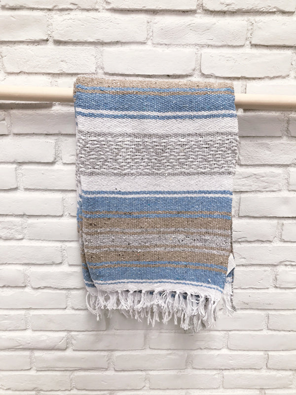 Blue + Tan Mexican Blanket