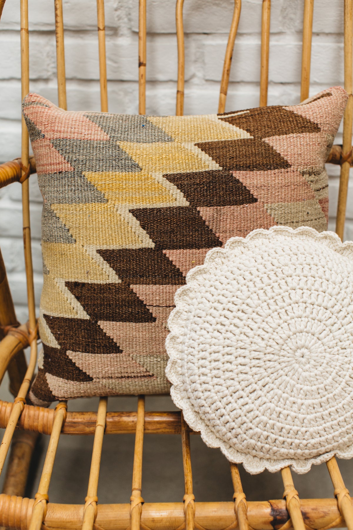 Handmade Round Daisy Crochet Pillow