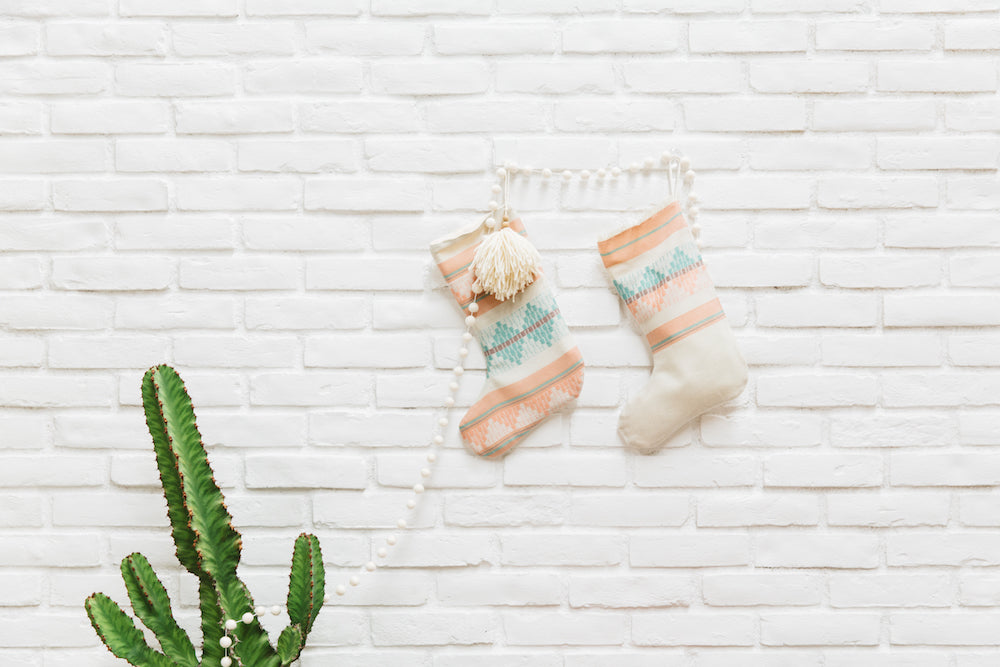 Sunny + Cheer Pastel Pink and Mint Christmas Stocking