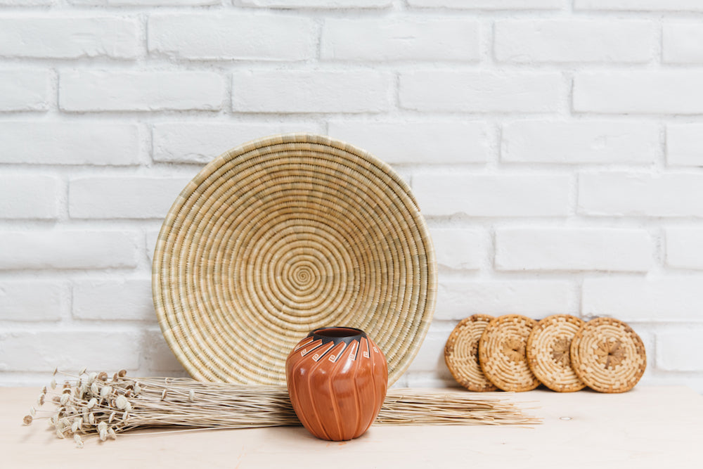 Vintage Woven Straw Coasters